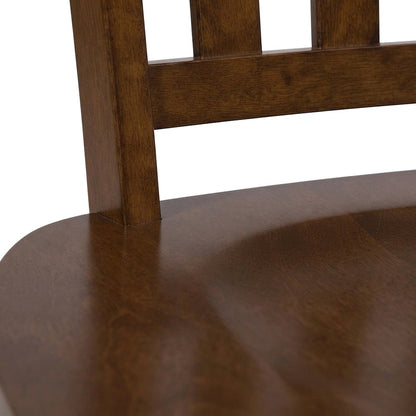 Solid Acacia Wood Classic Slat-Back Kitchen Dining Chairs, Set of 2, Caramel