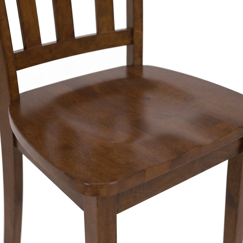 Solid Acacia Wood Classic Slat-Back Kitchen Dining Chairs, Set of 2, Caramel