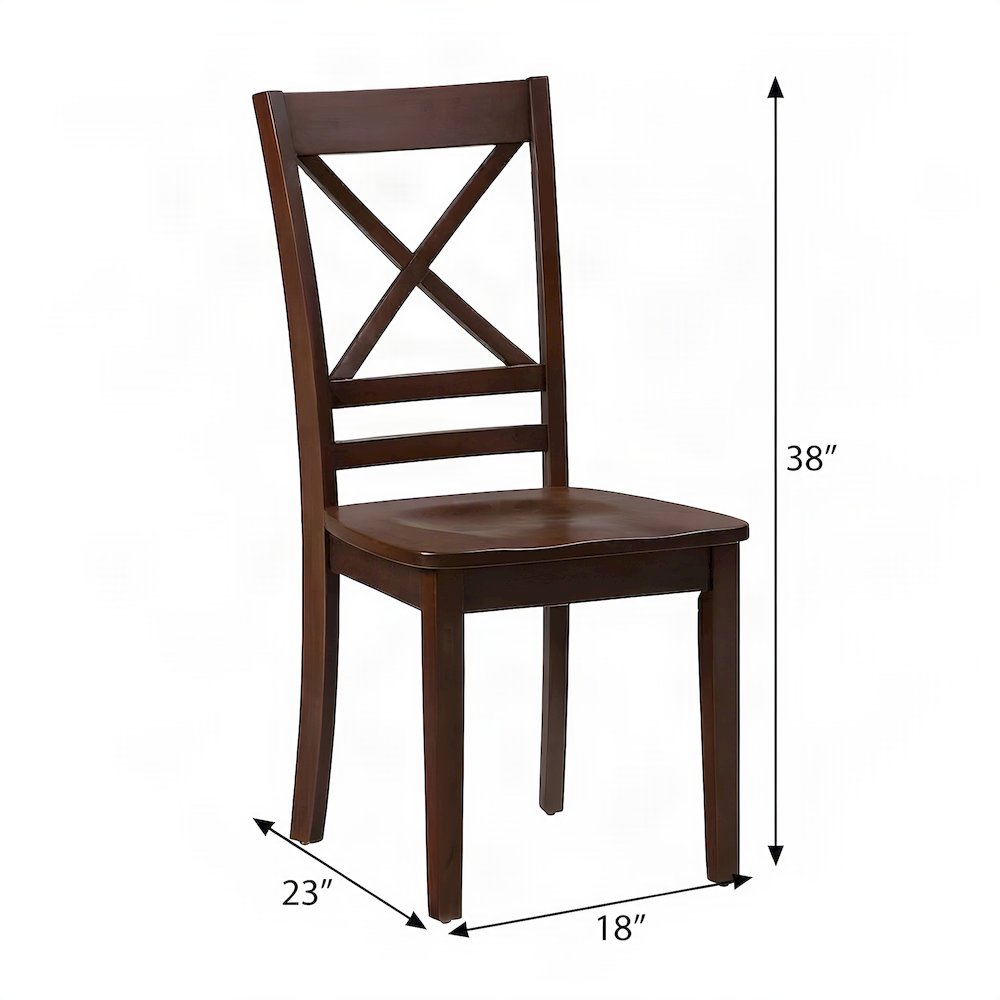 Acacia Solid Wood Cross-Back Kitchen Dining Chairs, Set of 2, Caramel