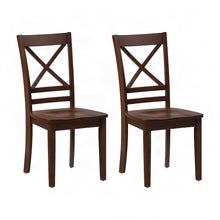 Acacia Solid Wood Cross-Back Kitchen Dining Chairs, Set of 2, Caramel
