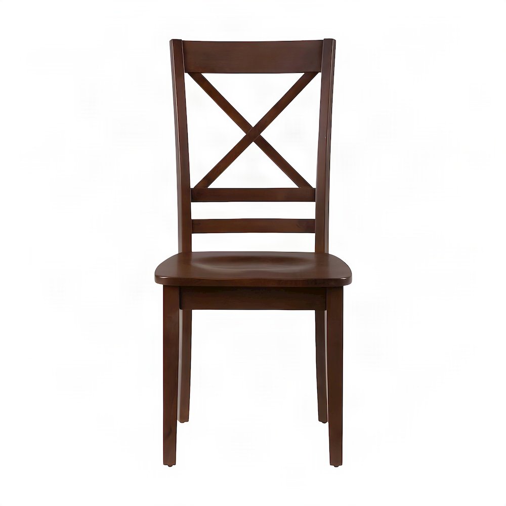 Acacia Solid Wood Cross-Back Kitchen Dining Chairs, Set of 2, Caramel