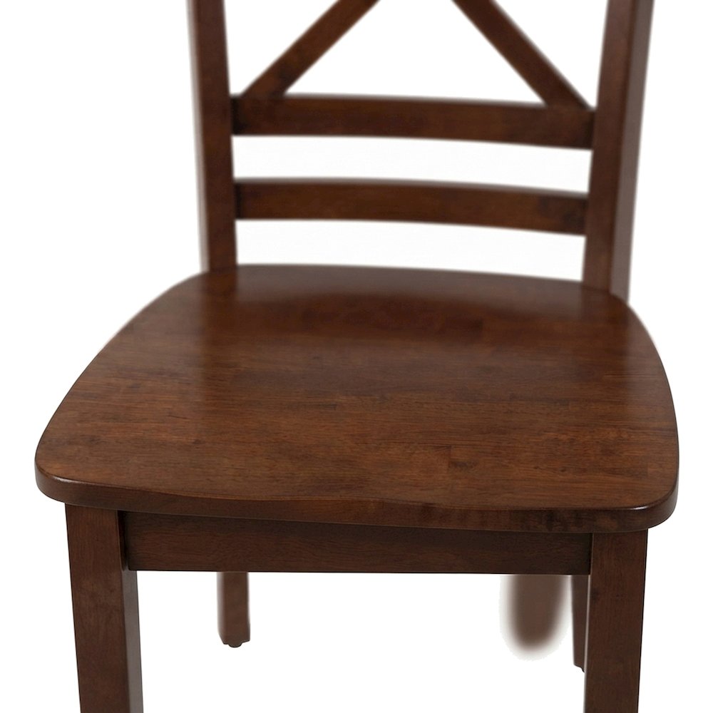 Acacia Solid Wood Cross-Back Kitchen Dining Chairs, Set of 2, Caramel