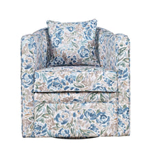 Daisy Bloom Floral Classic Traditional Swivel Accent Barrel Chair with Pillow
