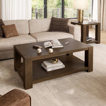 Brownstone 50" Transitional Modern Block-Frame Coffee Table, Storage and Wheels