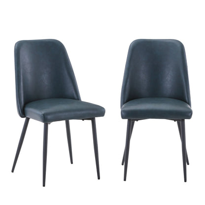 Five Piece Solid Acacia Dining Set with Upholstered Mid-Century Modern Chairs
