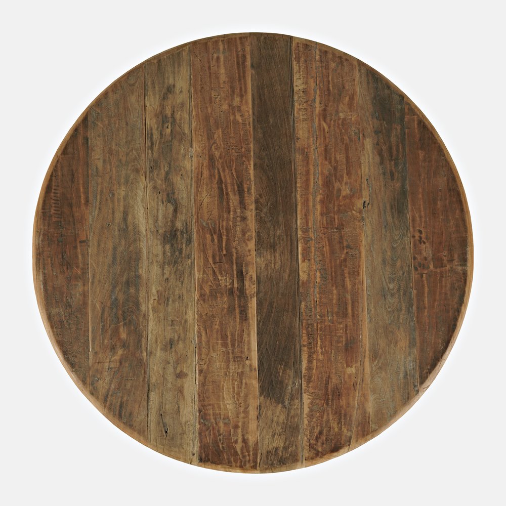 Five Piece Round Rustic Reclaimed Solid Wood Round Dining Set
