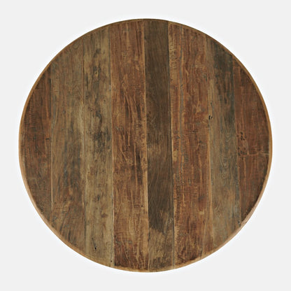 Five Piece Round Rustic Reclaimed Solid Wood Round Dining Set