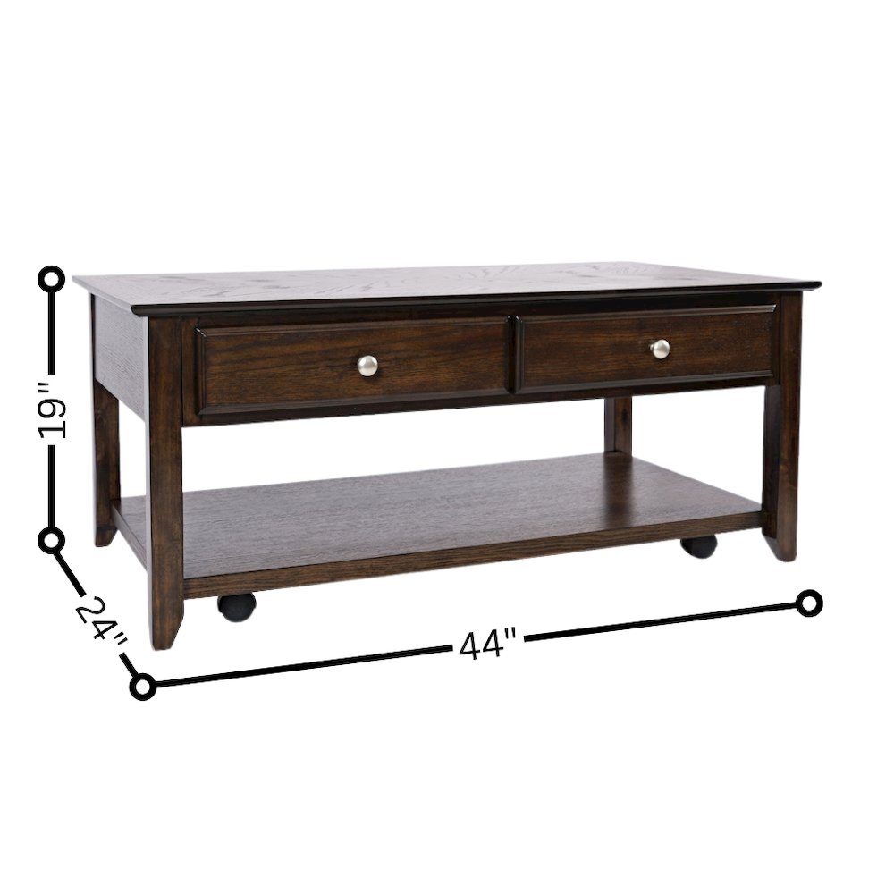 Espresso Brown Coffee Table for Living Room, Rectangular Table for Living Room