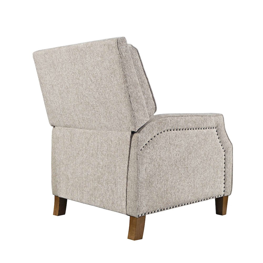York Push Back Upholstered Recliner Accent Chair with Nailhead Trim