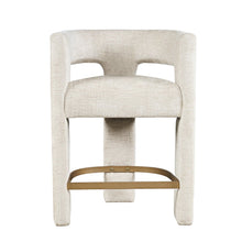 Elegant Brown Jacquard Upholstered Counter Stool with Metal and Plywood Base