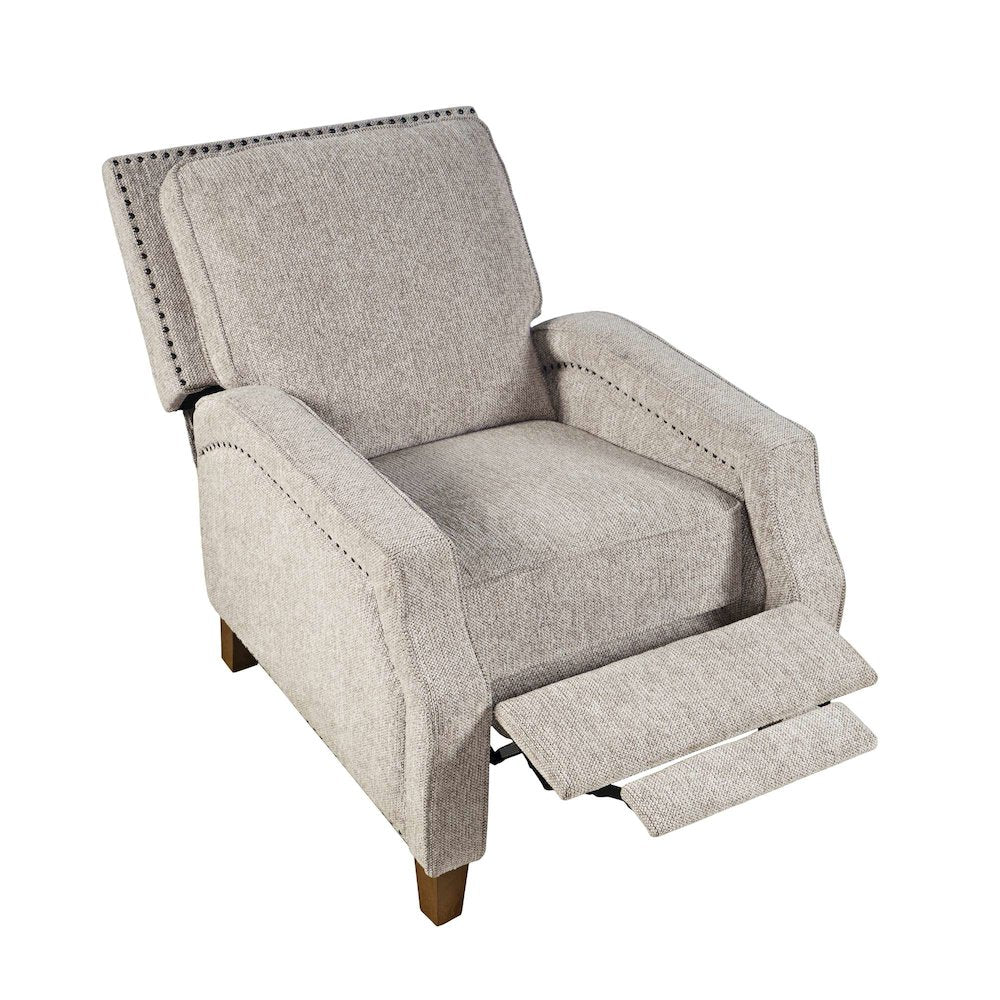 York Push Back Upholstered Recliner Accent Chair with Nailhead Trim