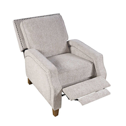 York Push Back Upholstered Recliner Accent Chair with Nailhead Trim