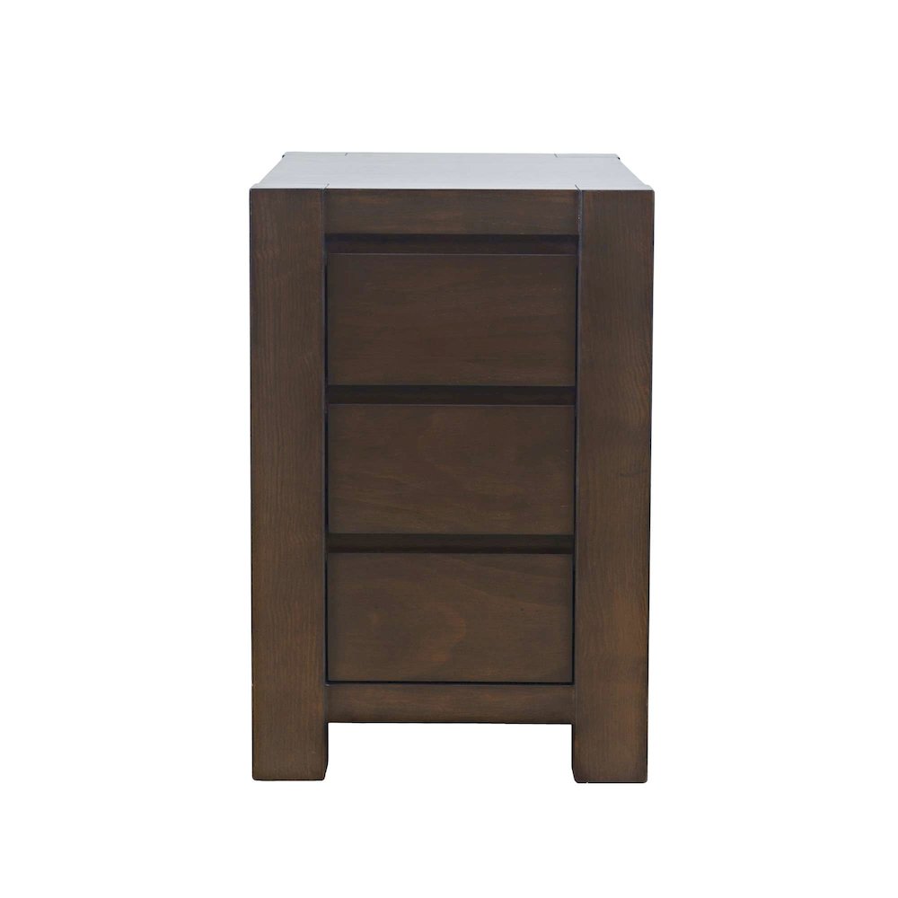 Brownstone Transitional Modern Block-Frame Chairside End Table, Storage Drawers