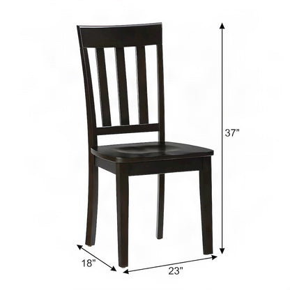 Solid Acacia Wood Classic Slat-Back Kitchen Dining Chairs, Set of 2, Espresso