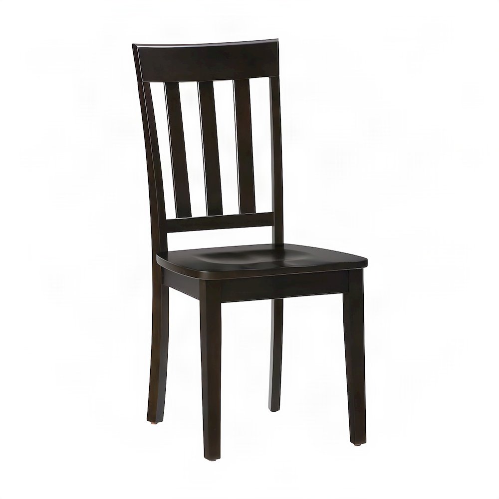 Solid Acacia Wood Classic Slat-Back Kitchen Dining Chairs, Set of 2, Espresso