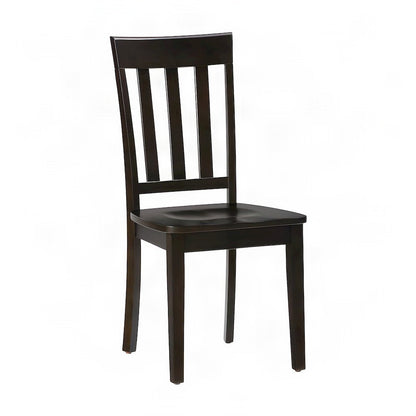Solid Acacia Wood Classic Slat-Back Kitchen Dining Chairs, Set of 2, Espresso