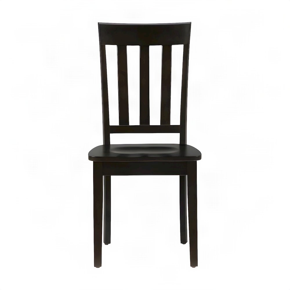 Solid Acacia Wood Classic Slat-Back Kitchen Dining Chairs, Set of 2, Espresso