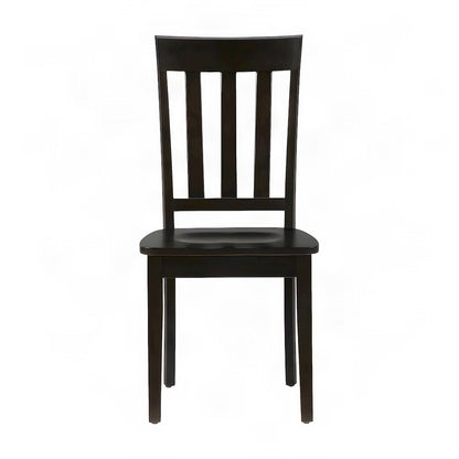 Solid Acacia Wood Classic Slat-Back Kitchen Dining Chairs, Set of 2, Espresso