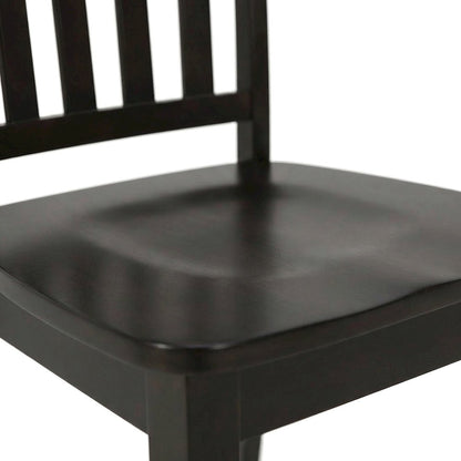 Solid Acacia Wood Classic Slat-Back Kitchen Dining Chairs, Set of 2, Espresso