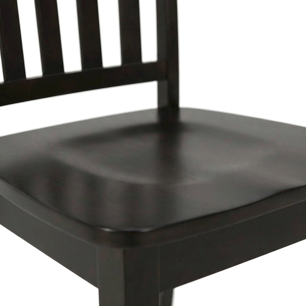 Solid Acacia Wood Classic Slat-Back Kitchen Dining Chairs, Set of 2, Espresso