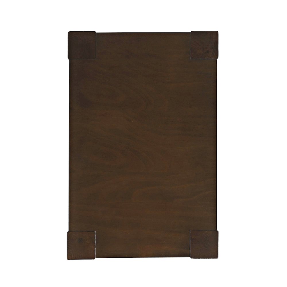 Brownstone Transitional Modern Block-Frame Chairside End Table, Storage Drawers