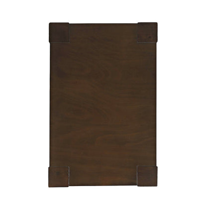 Brownstone Transitional Modern Block-Frame Chairside End Table, Storage Drawers