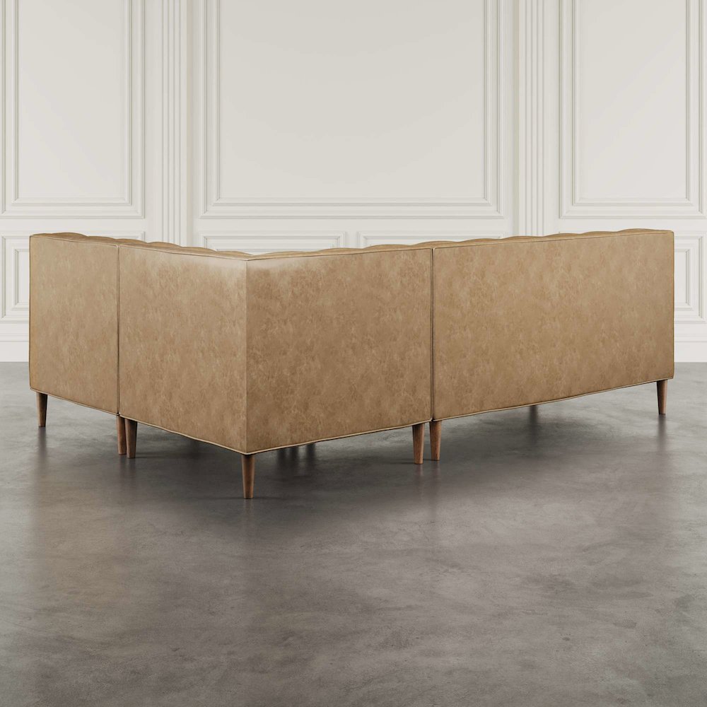 Ruston Modern Banquette Faux Leather Sectional with Four Seats and Corner Wedge