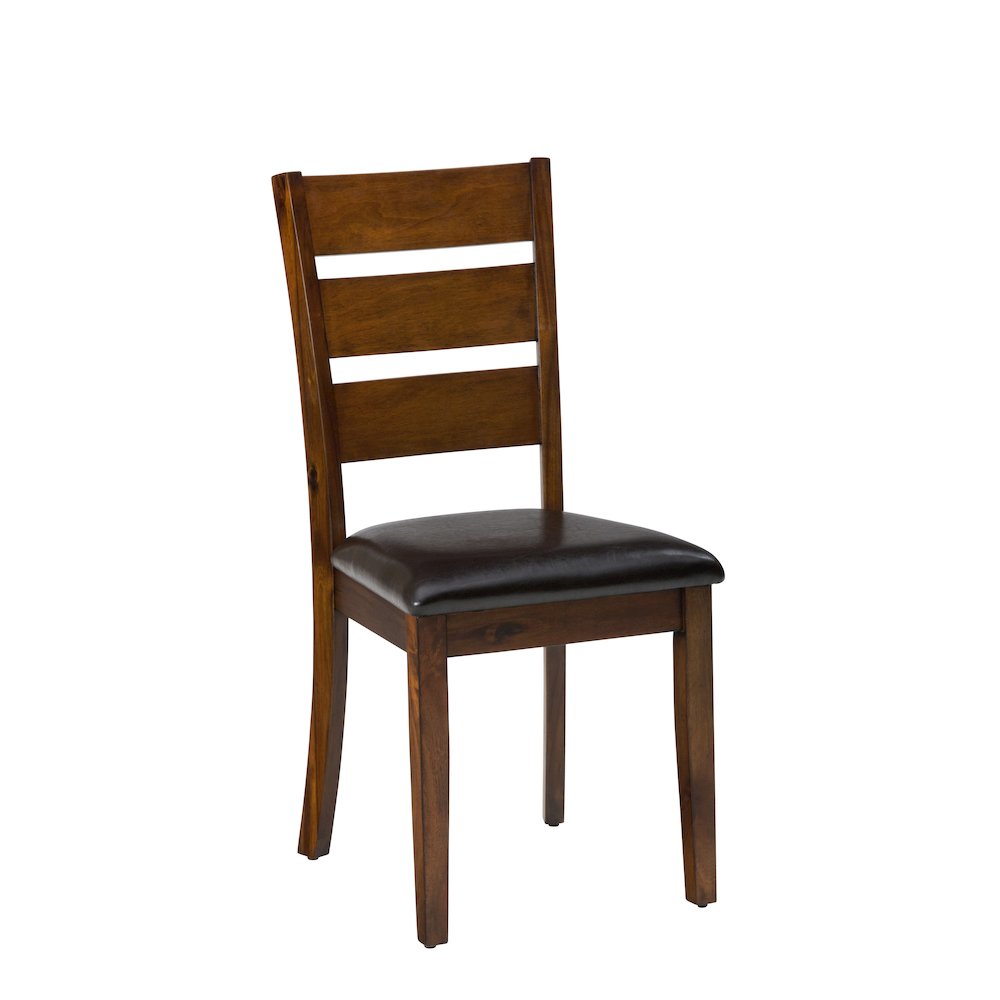 Rustic Brown Five Piece Dining Set - Table with Four Faux Leather Chairs