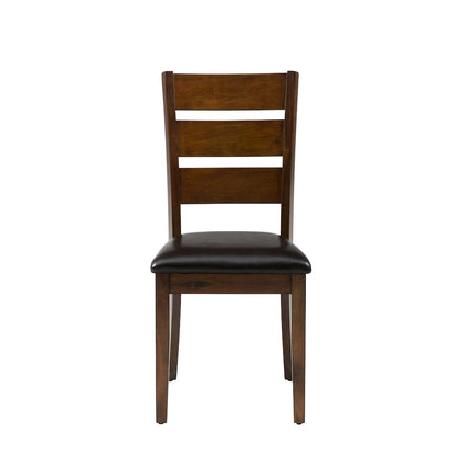 Rustic Brown Five Piece Dining Set - Table with Four Faux Leather Chairs