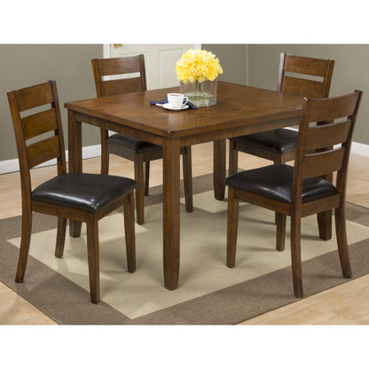 Rustic Brown Five Piece Dining Set - Table with Four Faux Leather Chairs