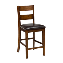 Rustic Brown Counter Height Table and Four Faux Leather Stools- Warm Brown