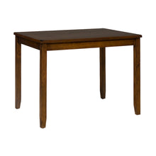 Rustic Brown Counter Height Table and Four Faux Leather Stools- Warm Brown