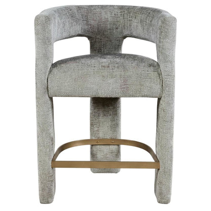 Modern Upholstered Counter Stool, Iron Frame, Grey, Set of 6
