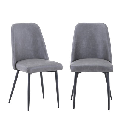 Seven Piece Solid Acacia Dining Set with Upholstered Mid-Century Modern Chairs