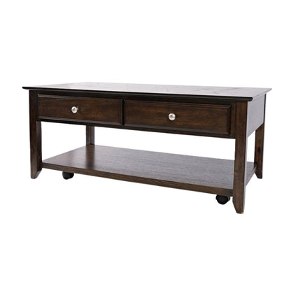 Espresso Brown Coffee Table for Living Room, Rectangular Table for Living Room