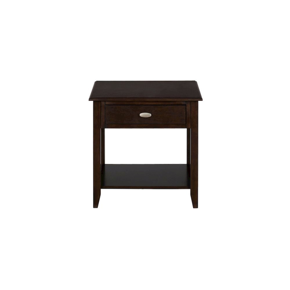Brown Wooden End Table with Drawer - Bedside and Side Table for Chairs and Sofas