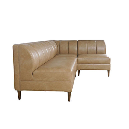 Ruston Modern Banquette Faux Leather Sectional with Four Seats and Corner Wedge