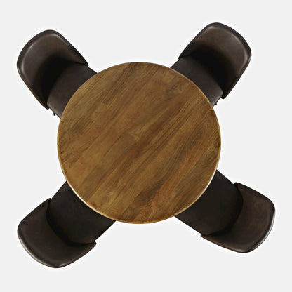 Five Piece Round Modern Solid Wood Counter Height Dining Set