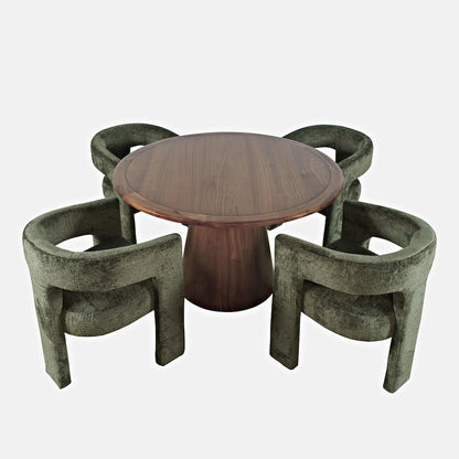 Gwen Luxury Mid-Century Modern Five Piece Dining Set with Upholstered Chairs