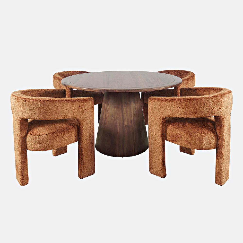 Gwen Luxury Mid-Century Modern Five Piece Dining Set with Upholstered Chairs