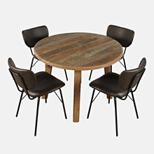 Five Piece Round Rustic Reclaimed Solid Wood Round Dining Set