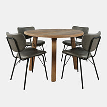 Five Piece Round Rustic Reclaimed Solid Wood Round Dining Set