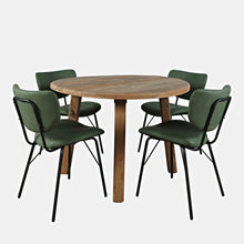 Five Piece Round Rustic Reclaimed Solid Wood Round Dining Set