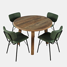 Five Piece Round Rustic Reclaimed Solid Wood Round Dining Set