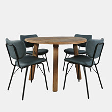 Five Piece Round Rustic Reclaimed Solid Wood Round Dining Set