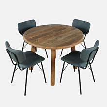 Five Piece Round Rustic Reclaimed Solid Wood Round Dining Set