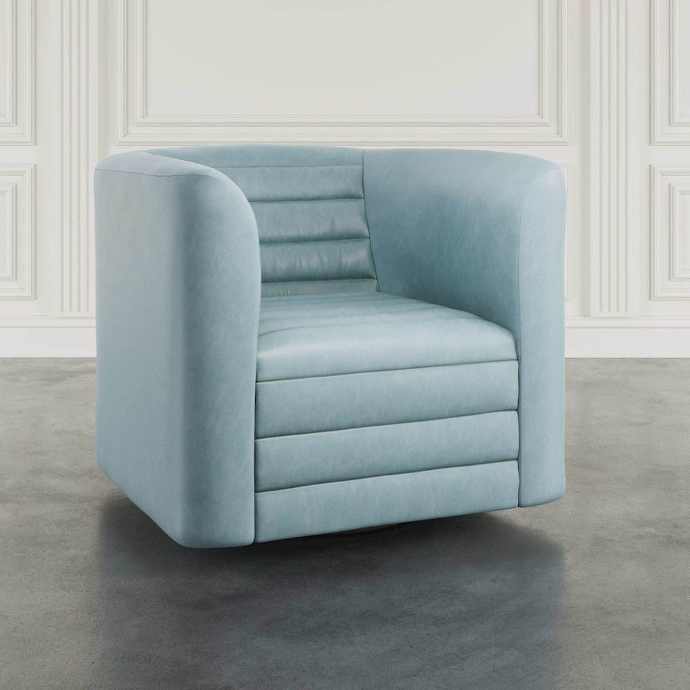GT Channel Tufted Modern Barrel Accent Swivel Chair