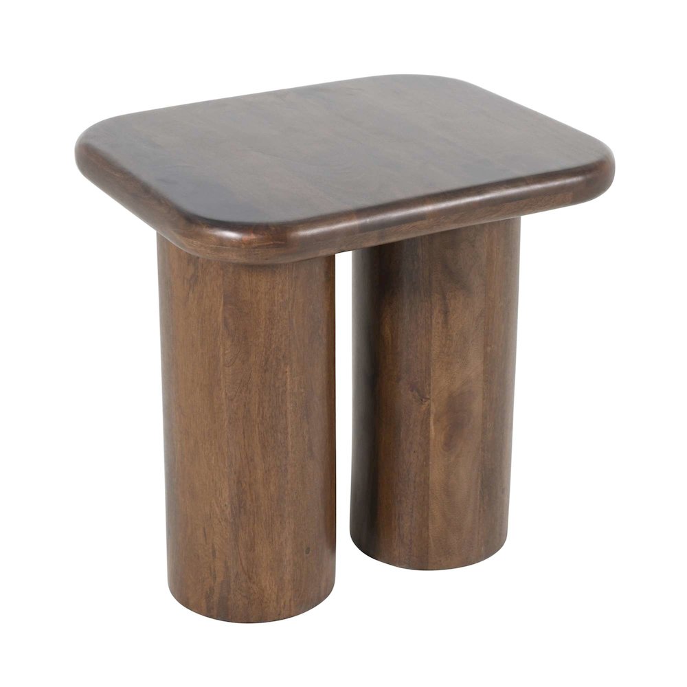 Mandara Global Modern Solid Wood Pillar Double Pedestal End Table
