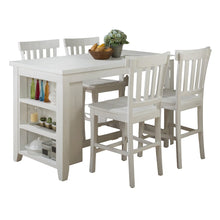Solid Reclaimed Pine Rustic 60" Dining Set with Four Counter Height Barstools