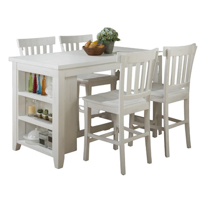Solid Reclaimed Pine Rustic 60" Dining Set with Four Counter Height Barstools